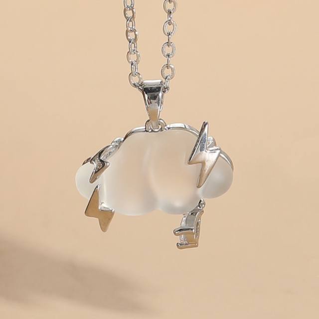 Delicate resin flash cloud pendant copper necklace