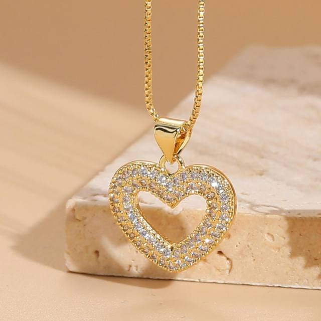 Hot sale heart pendant series gold plated copper necklace
