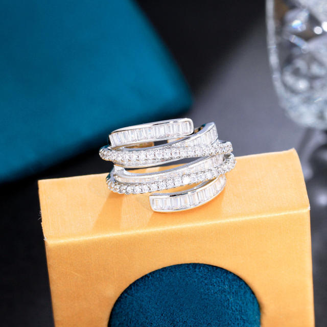 Luxury pave setting cubic zircon chunky rings