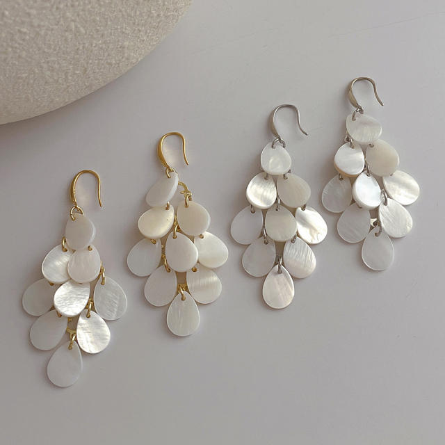 Holiday trend shell tassel geometric dangle earrings