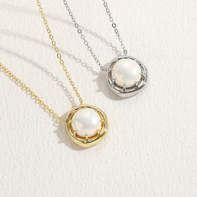 Elegant pearl heart pendant copper necklace