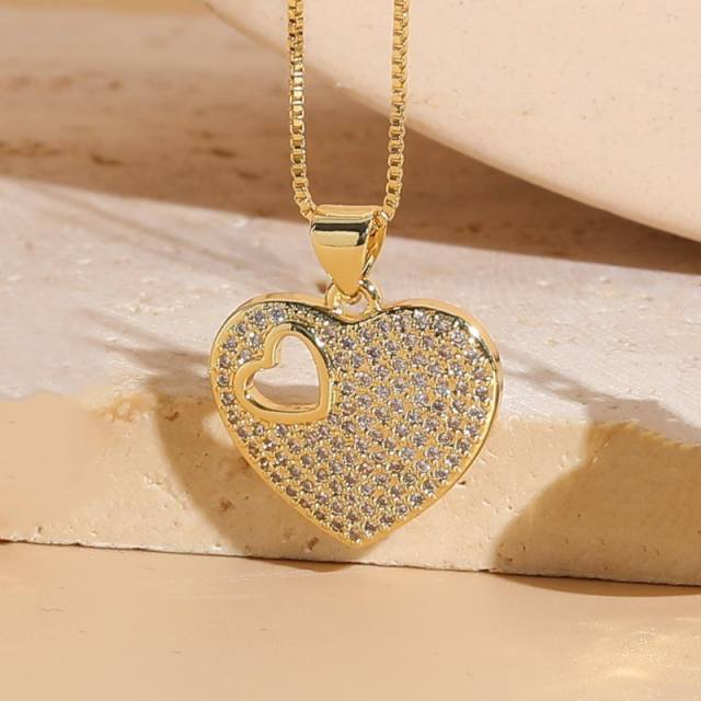 Hot sale heart pendant series gold plated copper necklace