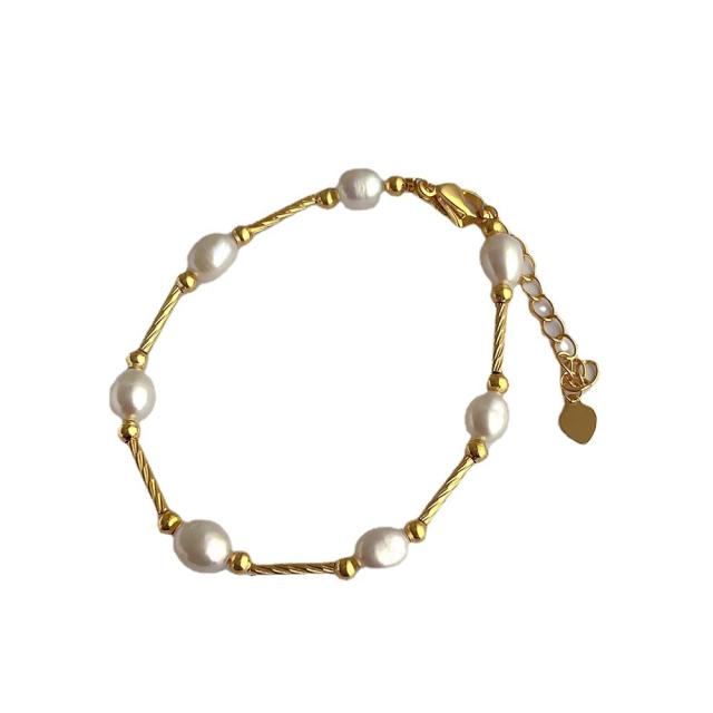 Korean fashion baroque pearl stainless steel bracelet