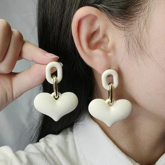 15 color chunky heart acrylic earrings