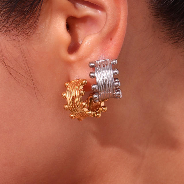Chunky 18KG open hoop stainless steel earrings