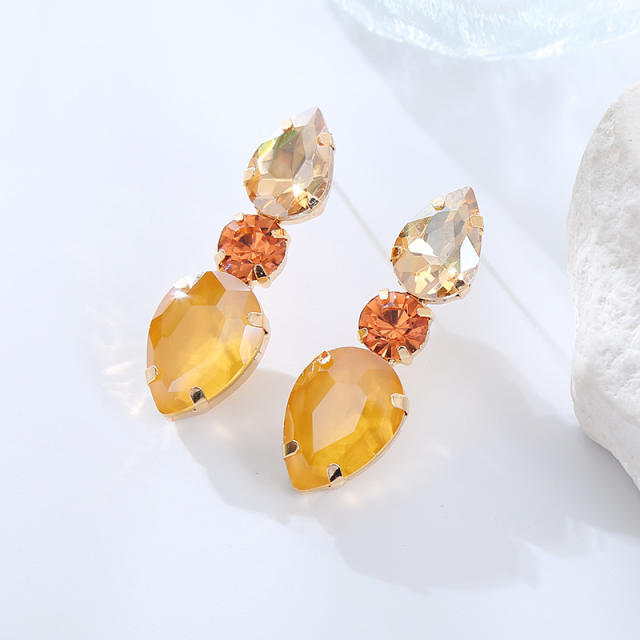 Chic teardrop color glass crystal statement studs earrings