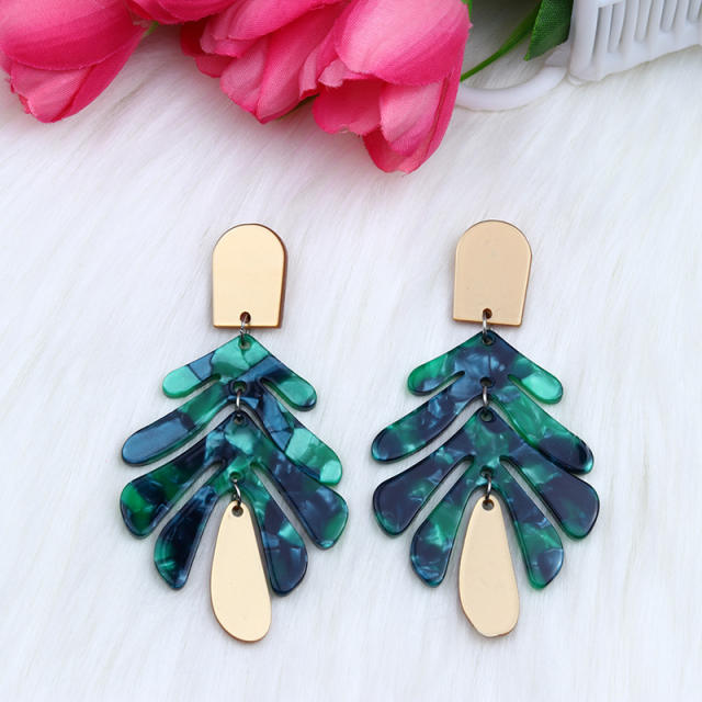 Holiday trend palm leaf acrylic earrings