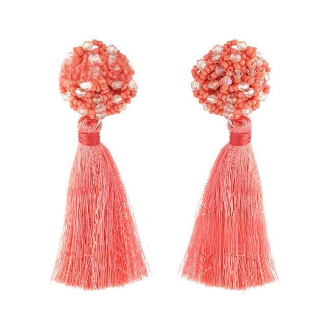 Boho seed bead rope tassel earrings