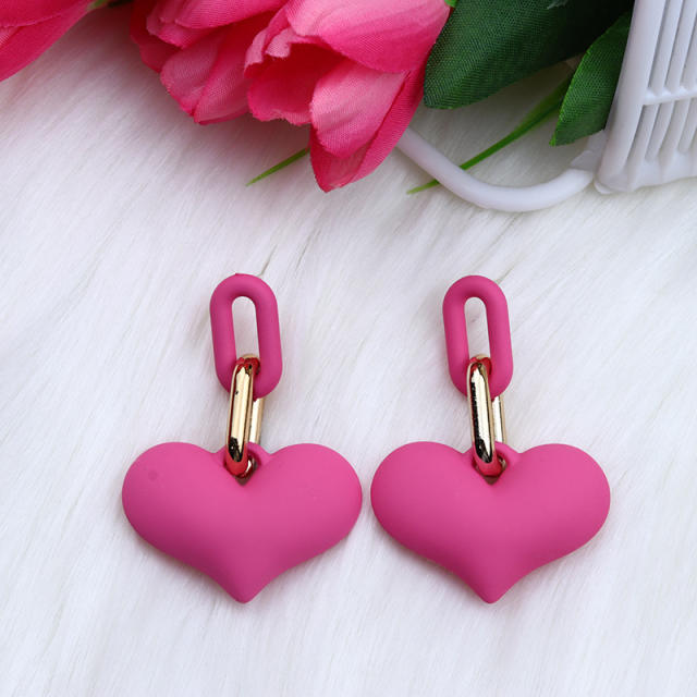 15 color chunky heart acrylic earrings