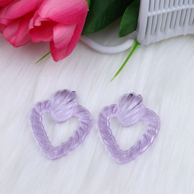 Jelly color chear acrylic heart earrings