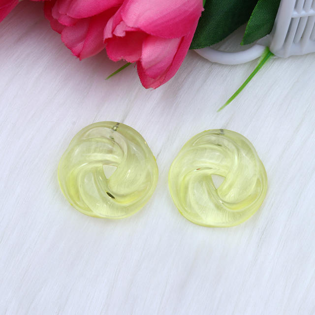 Jelly color acrylic clear cookie shape studs earrings