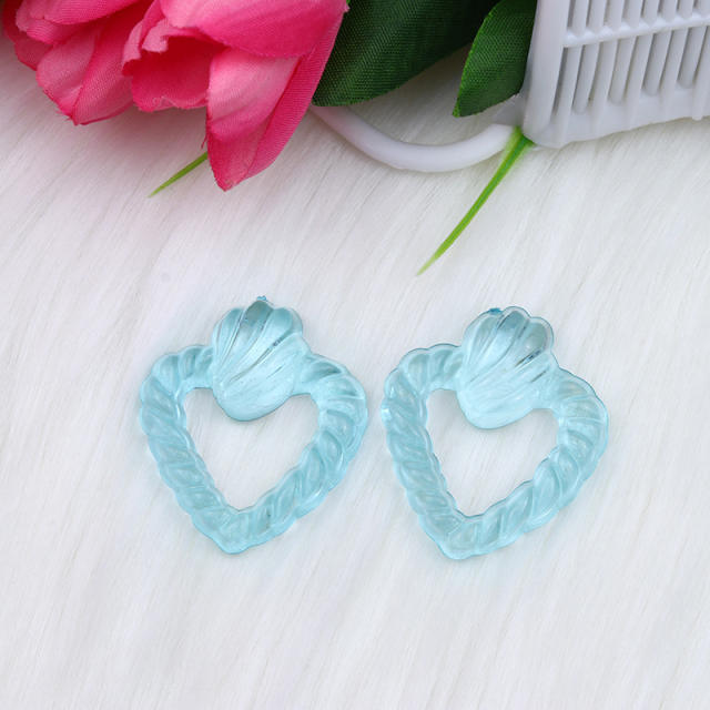 Jelly color chear acrylic heart earrings