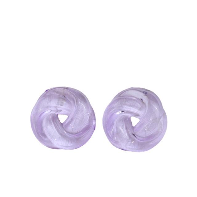 Jelly color acrylic clear cookie shape studs earrings