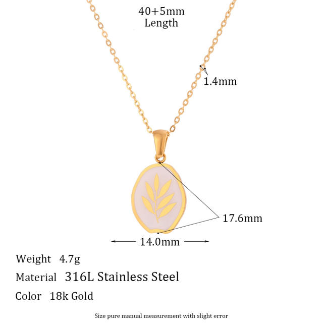 Color enamel geometric pendant stainless steel necklace