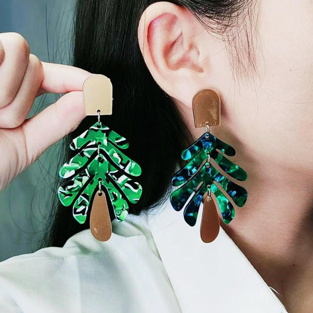Holiday trend palm leaf acrylic earrings