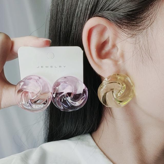 Jelly color acrylic clear cookie shape studs earrings