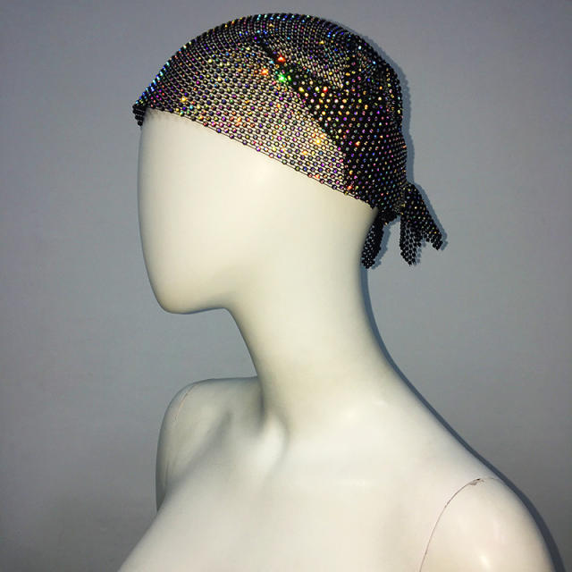 Punk trend shiny diamond head scarf