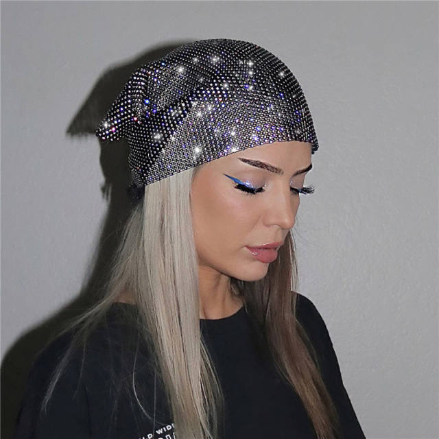 Punk trend shiny diamond head scarf