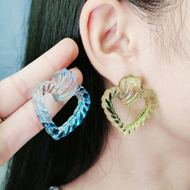 Jelly color chear acrylic heart earrings