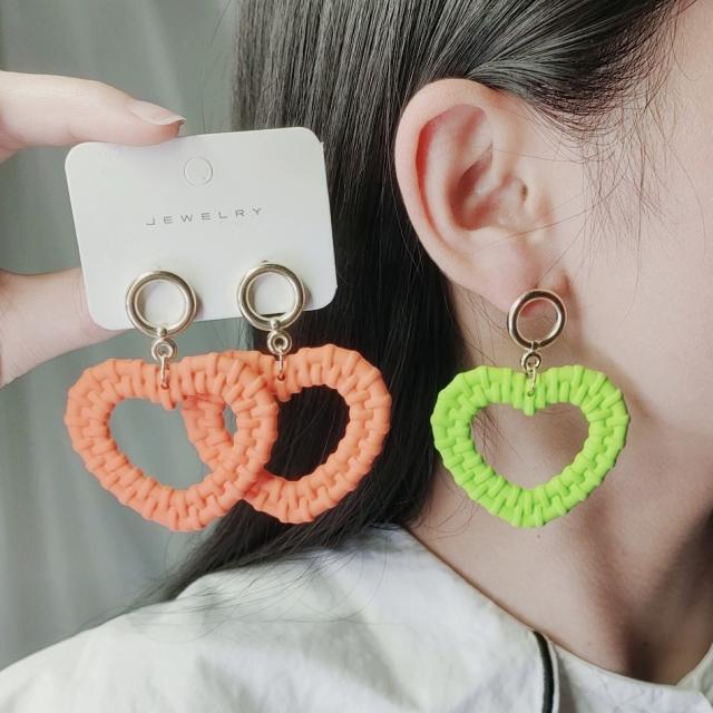 Summer candy color acrylic heart dangle earrings
