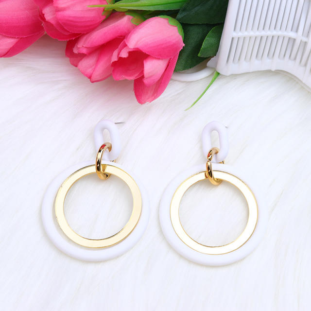 12 color geometric circle acrylic earrings