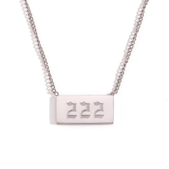 Simple angel number stainless steel bar necklace