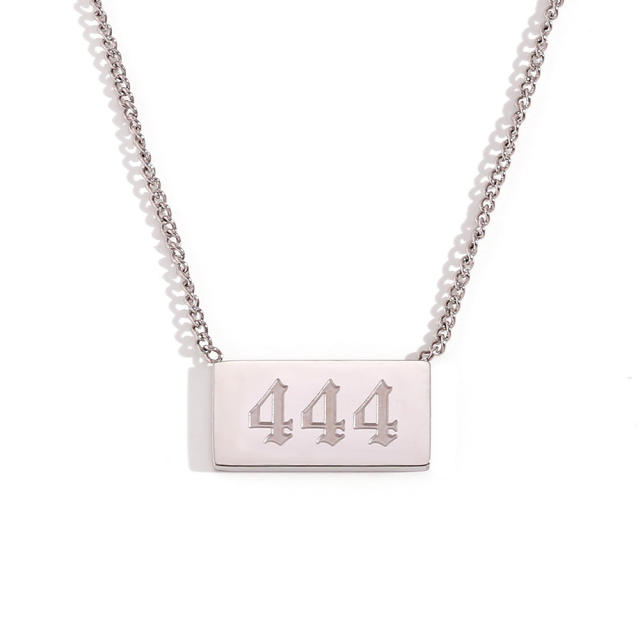 Simple angel number stainless steel bar necklace