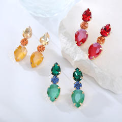 Chic teardrop color glass crystal statement studs earrings