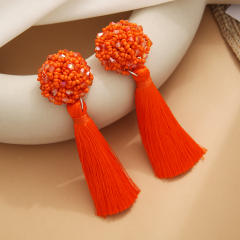 Boho seed bead rope tassel earrings