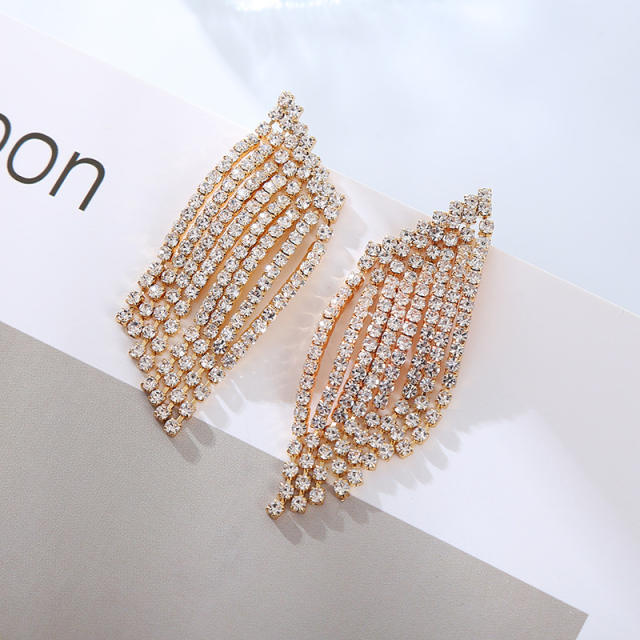 Delicate diamond tassel geometric shape party wedding earrings