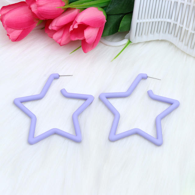 6 color painting star shape geometric earrings