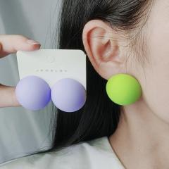 Candy color sweet semicircle acrylic studs earrings