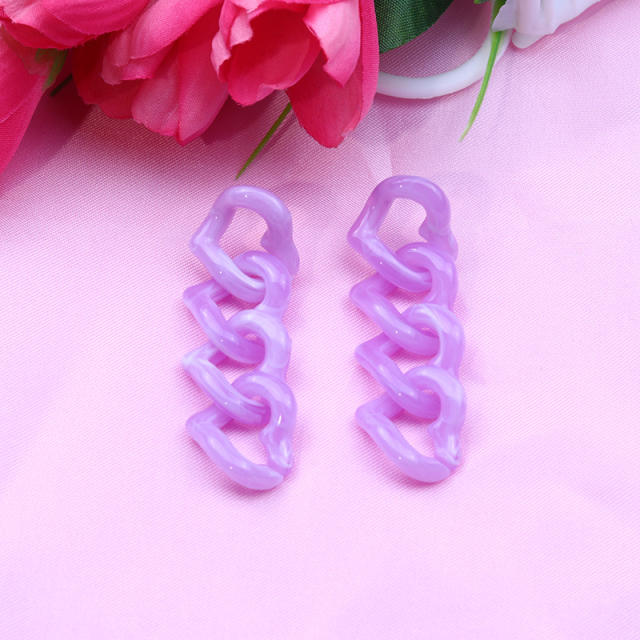 Candy color acrylic chain long earrings