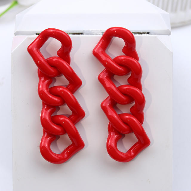 Candy color acrylic chain long earrings