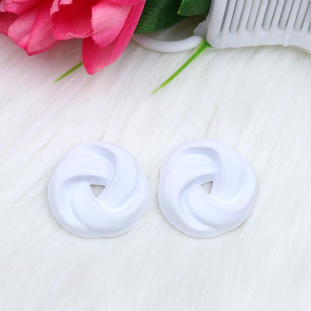 Candy color twisted circle acrylic studs earrings