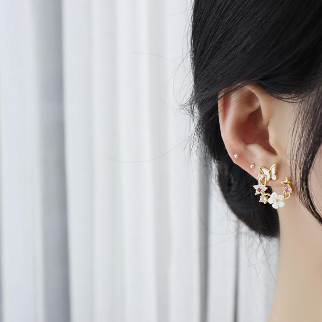 Creative magic garden butterfly flower copper dainty necklace earrings