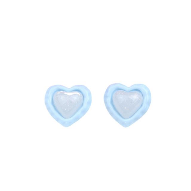 Sweet candy color heart shape acrylic studs earrings