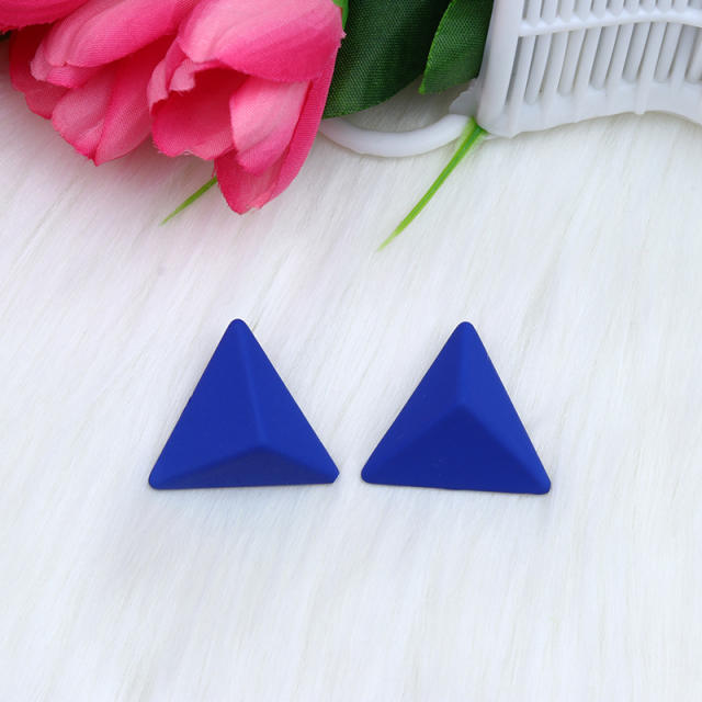 12 color candy color stereo triangle studs earrings
