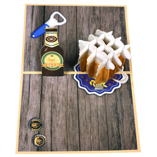 3D beer father's day post card greeting cards