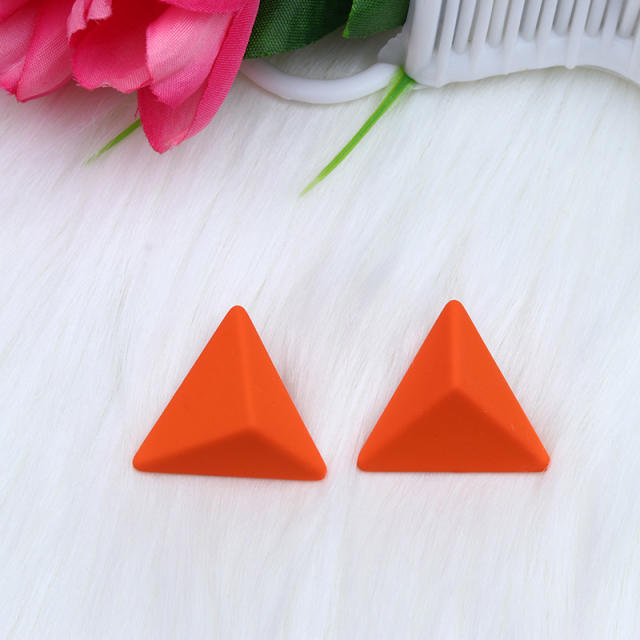 12 color candy color stereo triangle studs earrings