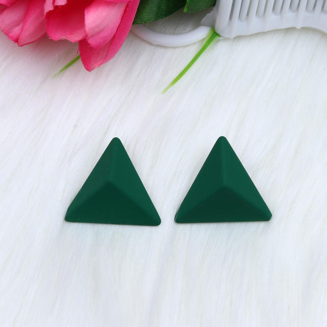 12 color candy color stereo triangle studs earrings