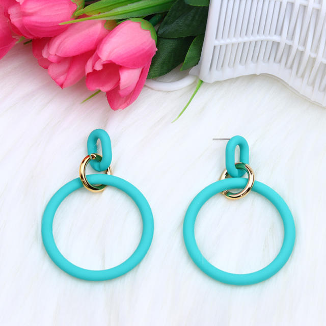 Summer candy color geometric circle arcyic dangle earrings