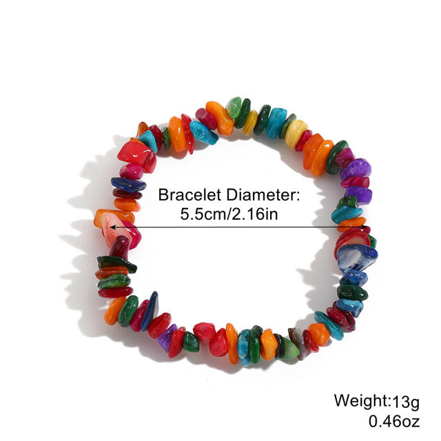 Boho colorful crystal stone elastic bead bracelet