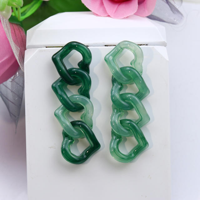 Candy color acrylic chain long earrings