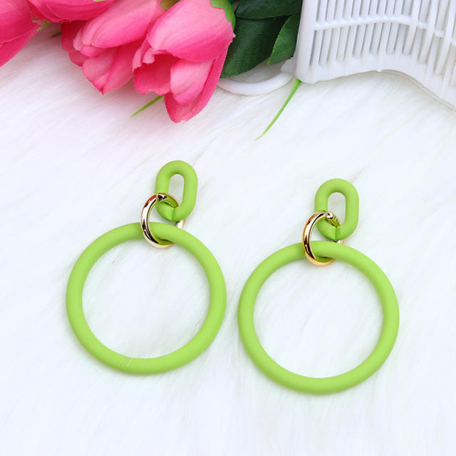 Summer candy color geometric circle arcyic dangle earrings