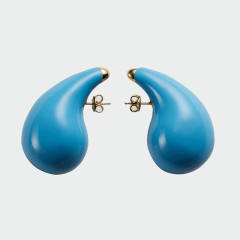 Chunky color enamel water drop stainless steel studs earrings