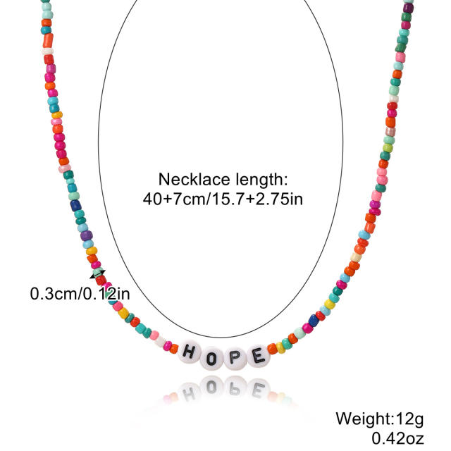 Boho colorful seed bead letter choker necklace