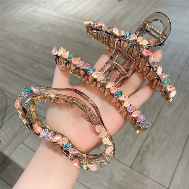 Colorful acrylic crystal plastic large hair claw