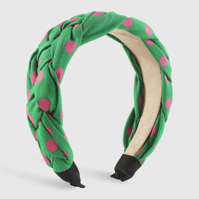 Fashionable polkd dots braided padded headband