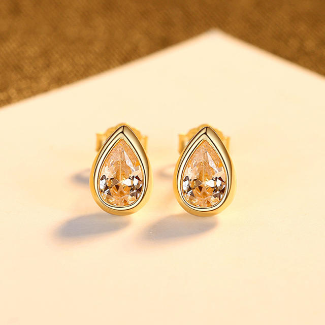 925 sterling silver teardrop cubic zircon tiny studs earrings